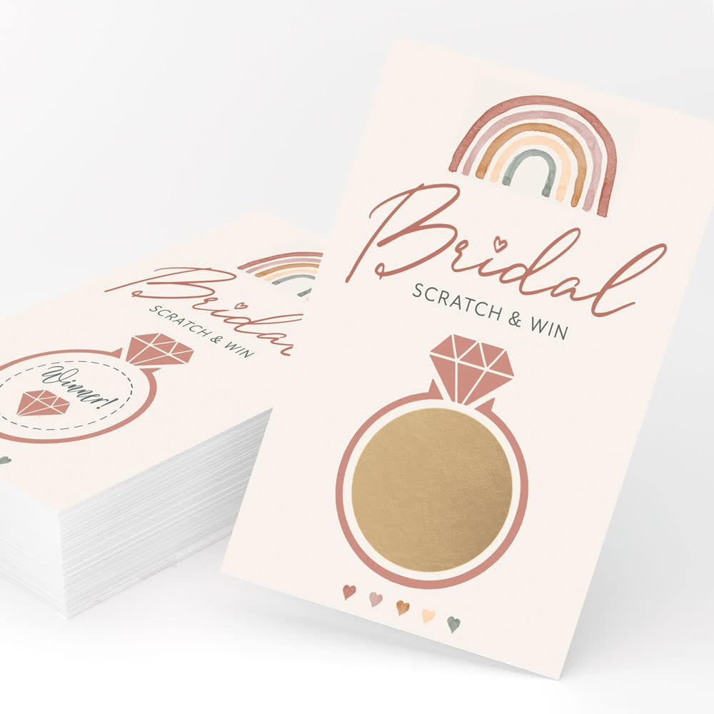 Bridal Shower Lottery Raffle Game - Scratch Off Cards, Boho Rainbow (Set of 30) - Stylish printed party stationery for events and celebrations.