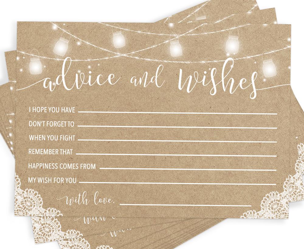 Advice For The Bride and Groom - Bridal Shower Game, Kraft (50 Cards) - Stylish printed party stationery for events and celebrations.