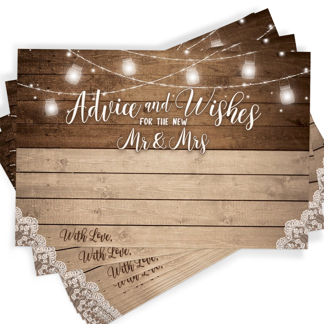 Advice For The Bride and Groom - Bridal Shower Game, Rustic Barn (50 Cards) - Stylish printed party stationery for events and celebrations.