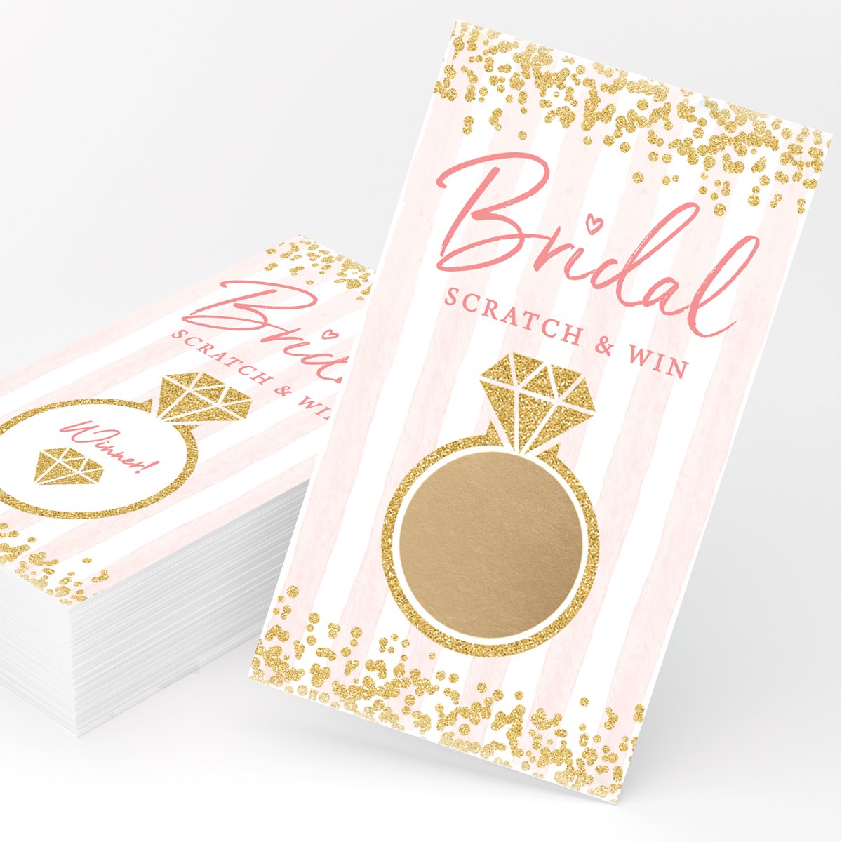 Who Has The Ring Bridal Shower Game - Scratch Off Prize Cards, Rose Gold (Set of 30) - Stylish printed party stationery for events and celebrations.