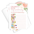 Children's Book Emoji Trivia - Baby Shower Game, Pink Floral (50 Cards) - Stylish printed party stationery for events and celebrations.
