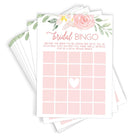 Bridal Shower Bingo - Bridal Shower Game, Pink Floral (50 Cards) - Stylish printed party stationery for events and celebrations.
