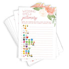 Wedding Emoji Trivia -  Bridal Shower Game, Pink Floral (50 Cards) - Stylish printed party stationery for events and celebrations.