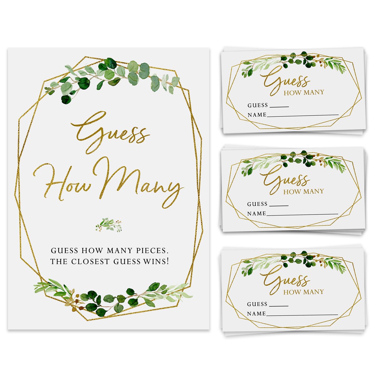 Guess How Many Candy Jar Guessing Game, Pink Floral (50 Cards and Matching Sign) - Stylish printed party stationery for events and celebrations.