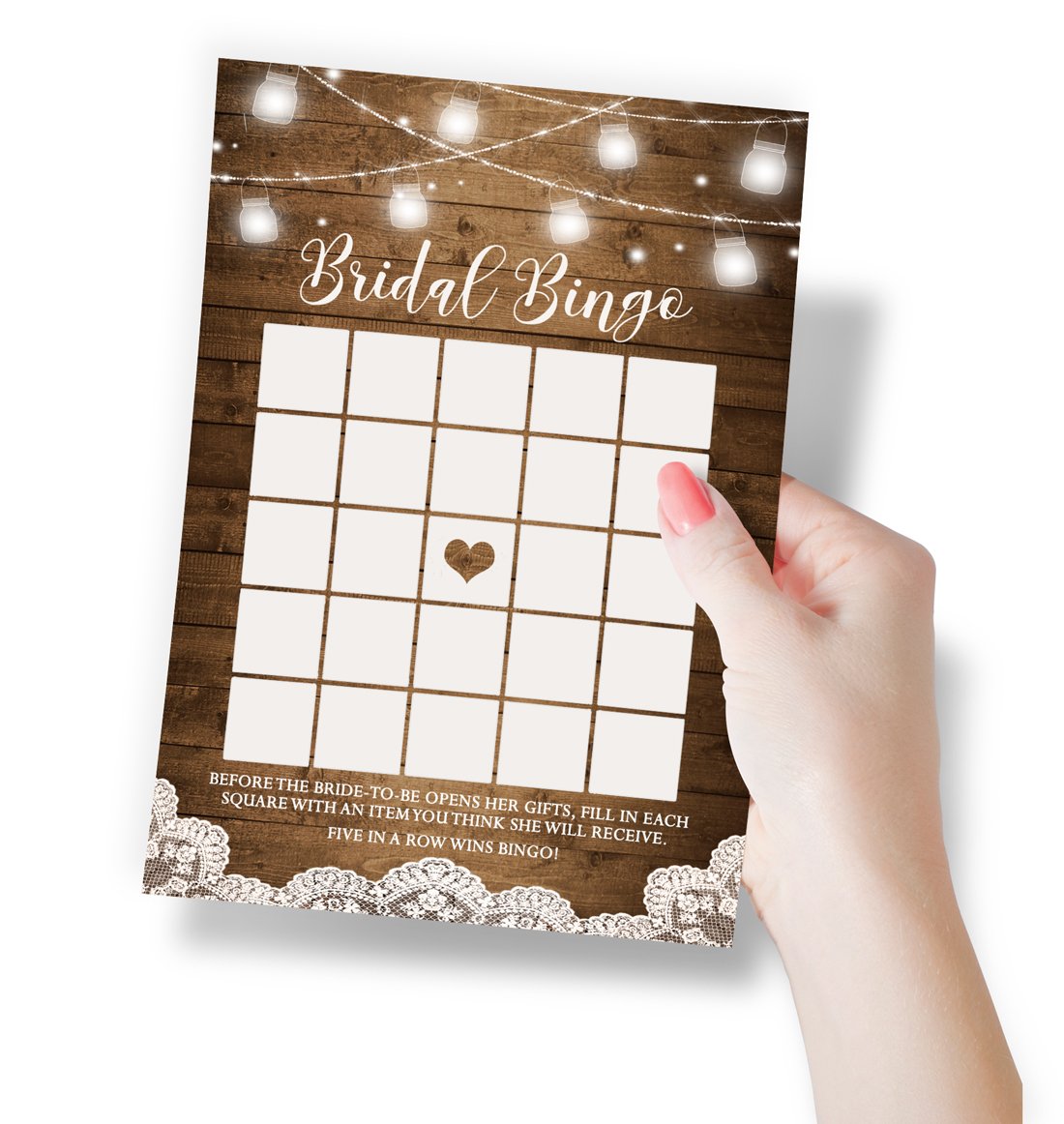 Bridal Gift Bingo - Bridal Shower Game, Rustic Barn (50 Cards) - Stylish printed party stationery for events and celebrations.