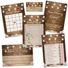 Bridal Shower Game Set - 5 Games for 50 Guests, Rustic Barn (Double-Sided) - Stylish printed party stationery for events and celebrations.