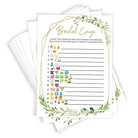 Wedding Emoji Trivia -  Bridal Shower Game, Gold Greenery (50 Cards) - Stylish printed party stationery for events and celebrations.