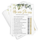 He Said She Said - Bridal Shower Game, Eucalyptus (50 Cards) - Stylish printed party stationery for events and celebrations.