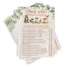Mommy or Daddy Trivia - Woodland Baby Shower Game, Forest Animals (50 Cards) - Stylish printed party stationery for events and celebrations.