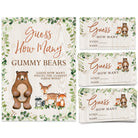 How Many Gummy Bears - Woodland Baby Shower Candy Guessing Game, Forest Animals (50 Cards and Sign) - Stylish printed party stationery for events and celebrations.