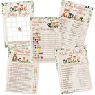 Woodland Baby Shower Game Set - 5 Games for 50 Guests, Forest Animals (Double-Sided) - Stylish printed party stationery for events and celebrations.