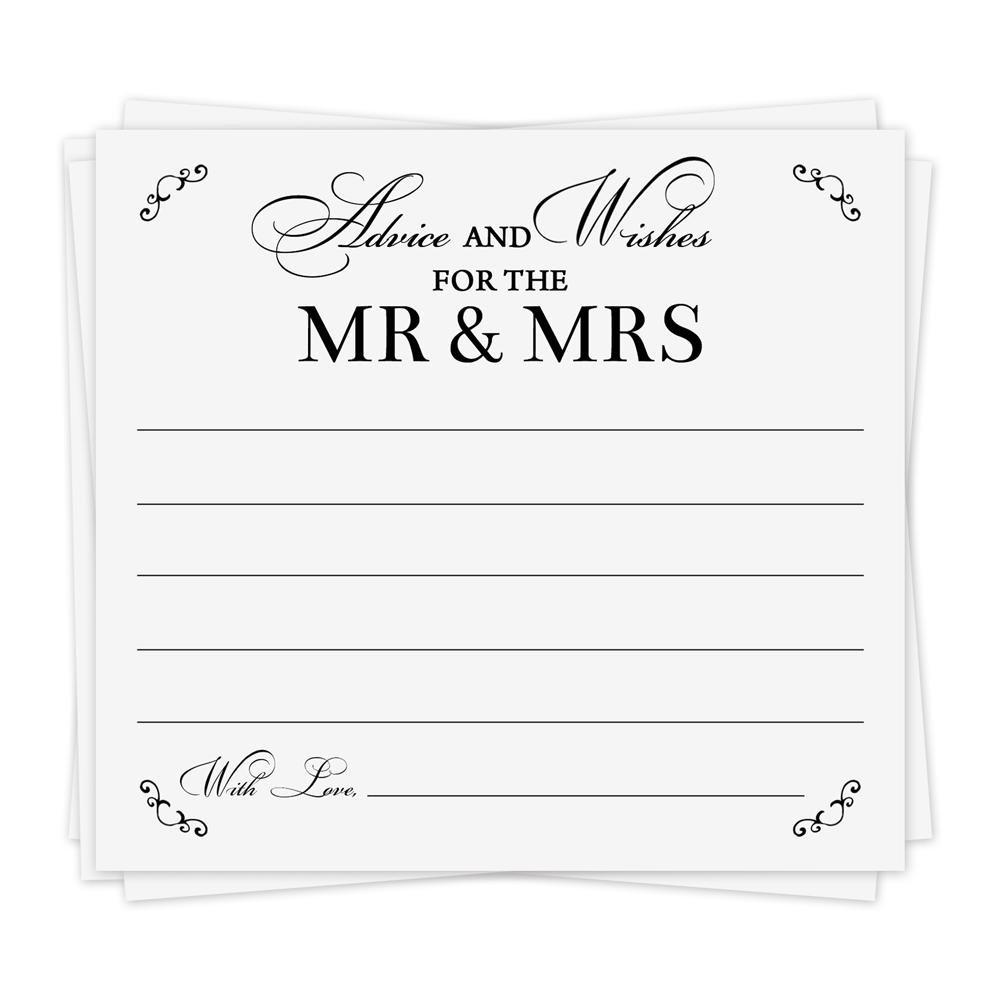 Advice For The Bride and Groom - Bridal Shower Game, 40 Cards - Stylish printed party stationery for events and celebrations.