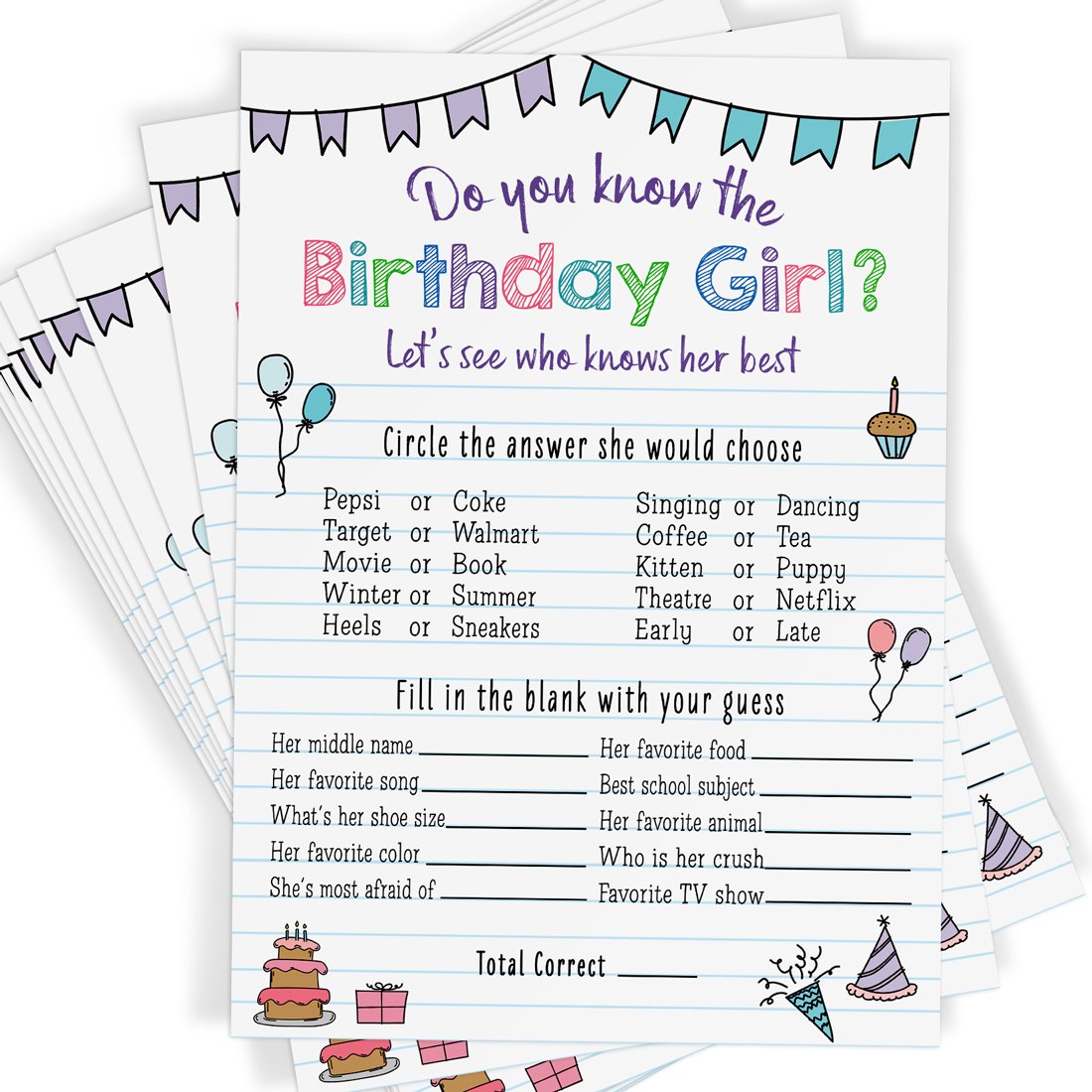 Birthday Girl Trivia - Kids Party Game, Set of 25, Notebook – Printed Party birthday-girl-trivia-kids-party-game-set-of-25-notebook-printed-party