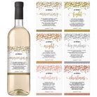 Marriage Milestones Wedding Gift - Waterproof Wine Bottle Labels for the Bride-to-Be, Confetti (Set of 6) - Stylish printed party stationery for events and celebrations.