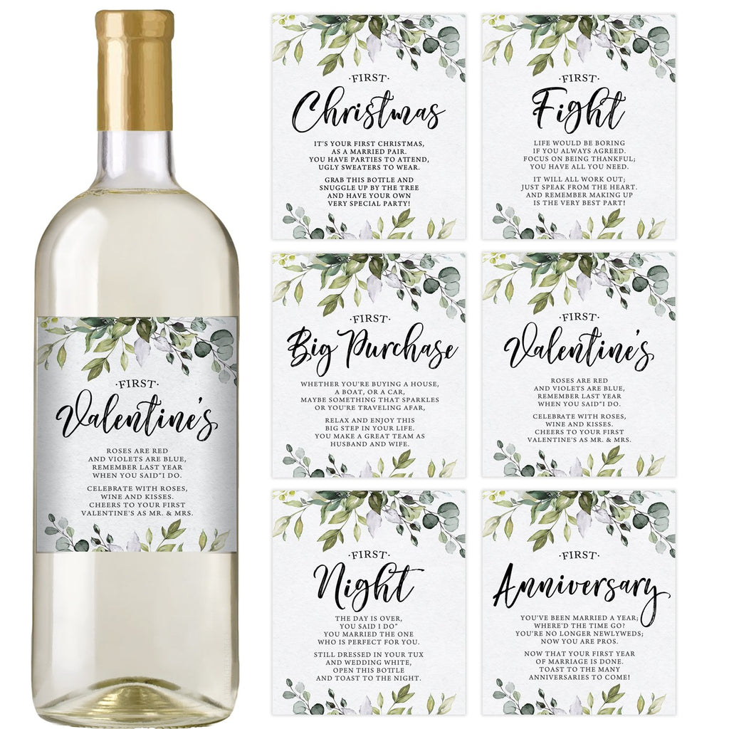 Eucalyptus Wedding Wine Bottle Labels 