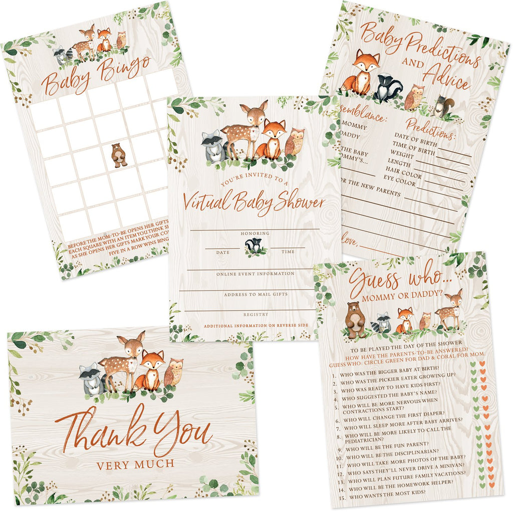 Woodland Animals Virtual Baby Shower by Mail 